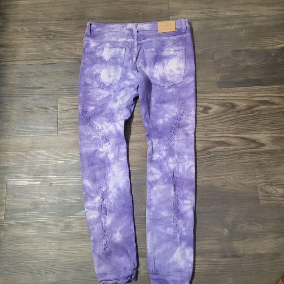 Valabasas Mens Purple Tie-Dye Distressed Jeans Size 32 Stacked - Picture 2 of 5